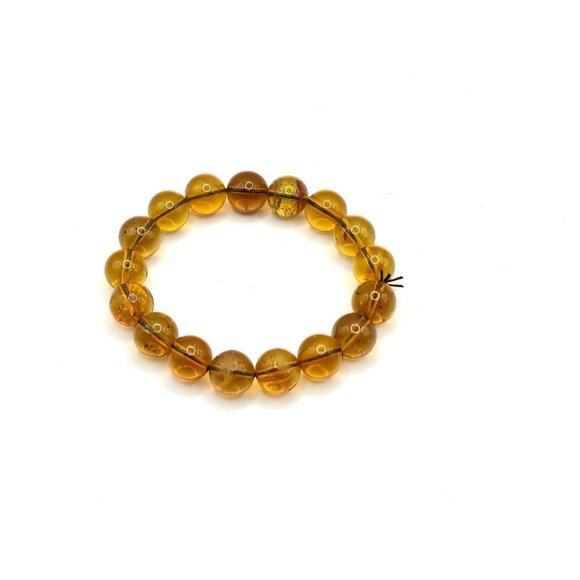 Vintage Baltic Honey Amber Bead Stretch Bracelet Natural Inclusions 12mm Beads - Picture 6 of 7
